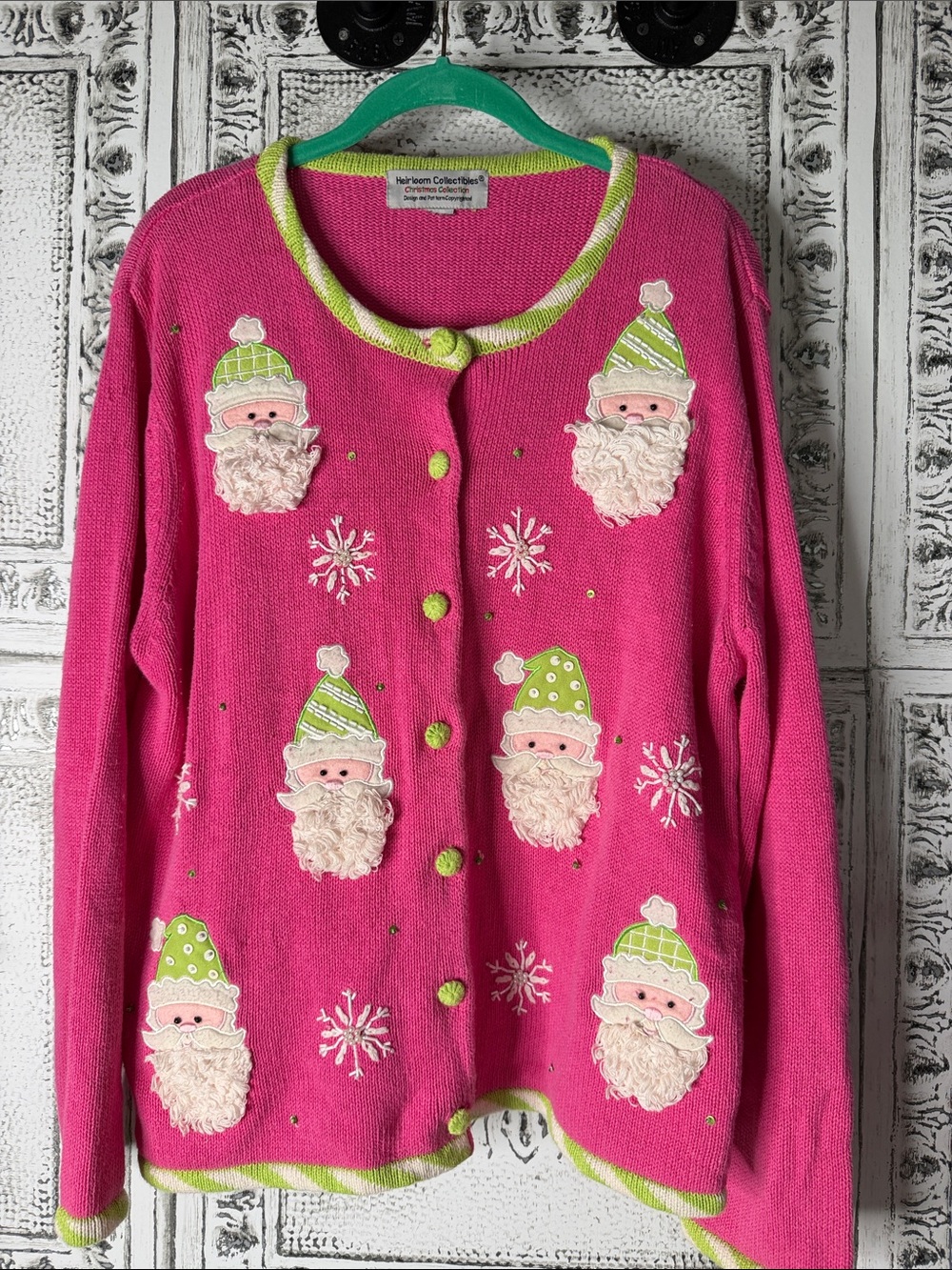 Pink Holiday Santa Cardigan Sweater